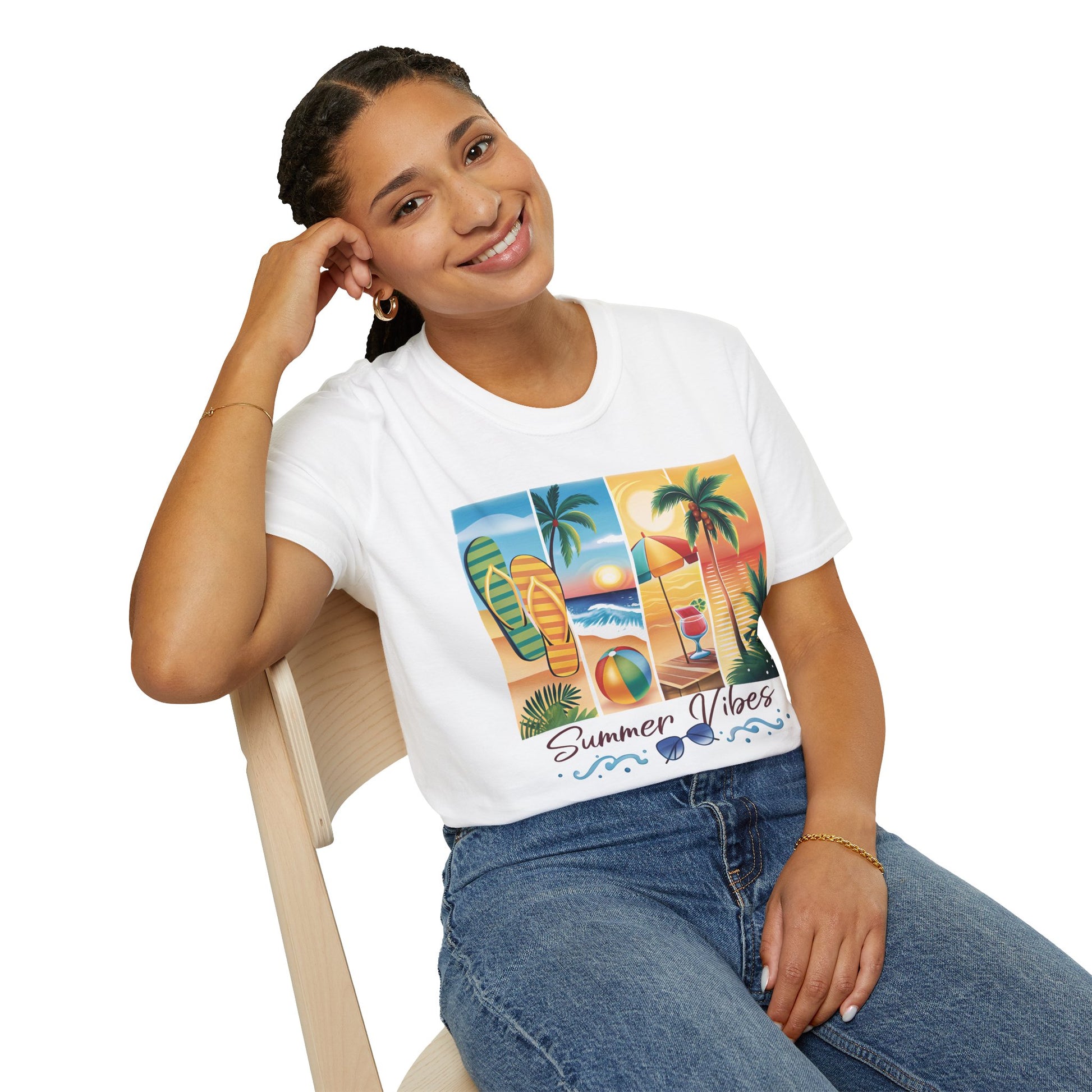 Vibrant Summer Vibes T-Shirt, Beachwear, Sunshine Apparel, Vacation Tee, Casual Summer Outfit, Gift for Beach Lovers