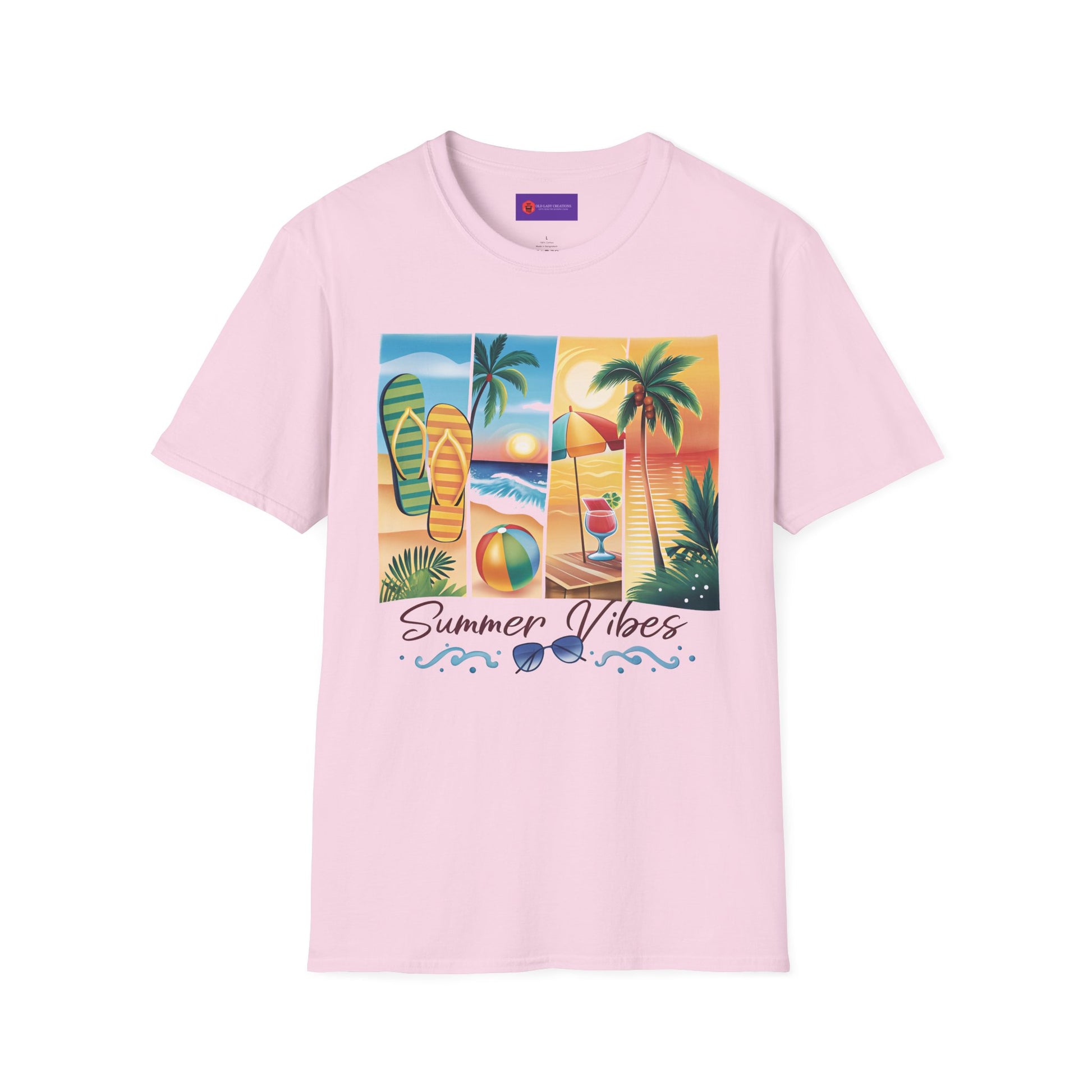 Vibrant Summer Vibes T-Shirt, Beachwear, Sunshine Apparel, Vacation Tee, Casual Summer Outfit, Gift for Beach Lovers