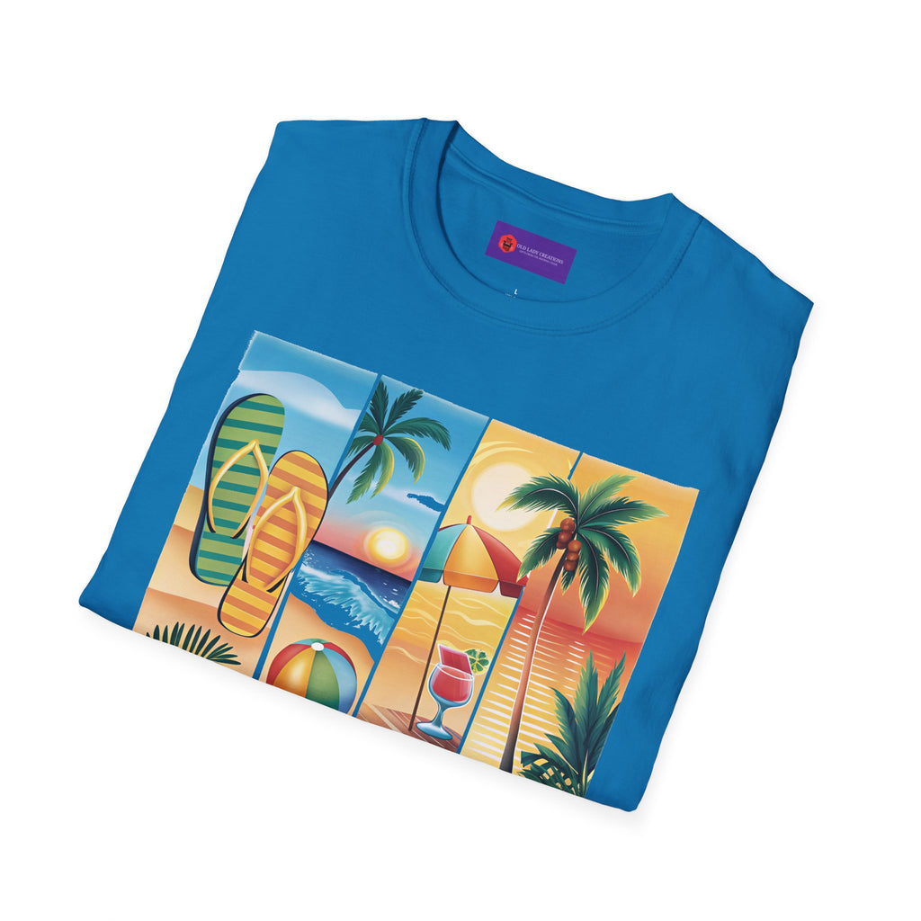 Vibrant Summer Vibes T-Shirt, Beachwear, Sunshine Apparel, Vacation Tee, Casual Summer Outfit, Gift for Beach Lovers