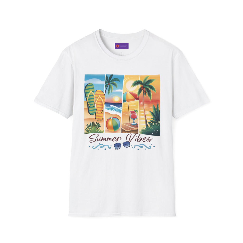 Vibrant Summer Vibes T-Shirt, Beachwear, Sunshine Apparel, Vacation Tee, Casual Summer Outfit, Gift for Beach Lovers