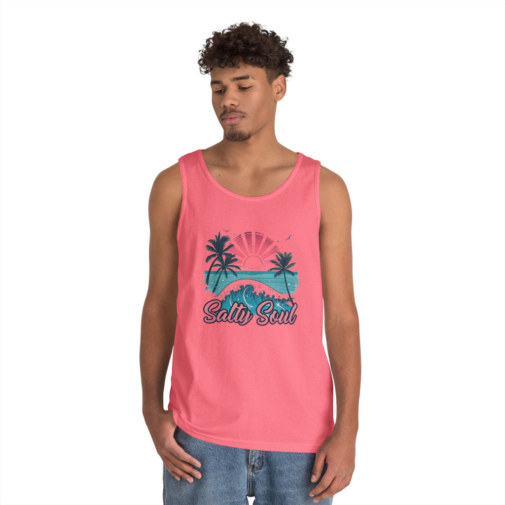 Salty Soul Unisex Heavy Cotton Tank Top | Beach Vibes Apparel, Summer Wear, Vacation Shirt, Gift for Ocean Lovers, Nautical Theme