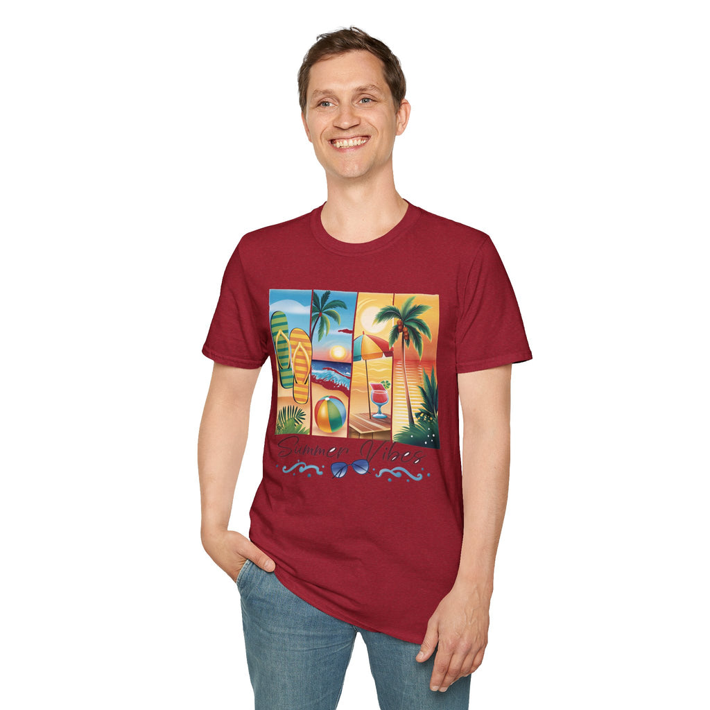 Vibrant Summer Vibes T-Shirt, Beachwear, Sunshine Apparel, Vacation Tee, Casual Summer Outfit, Gift for Beach Lovers