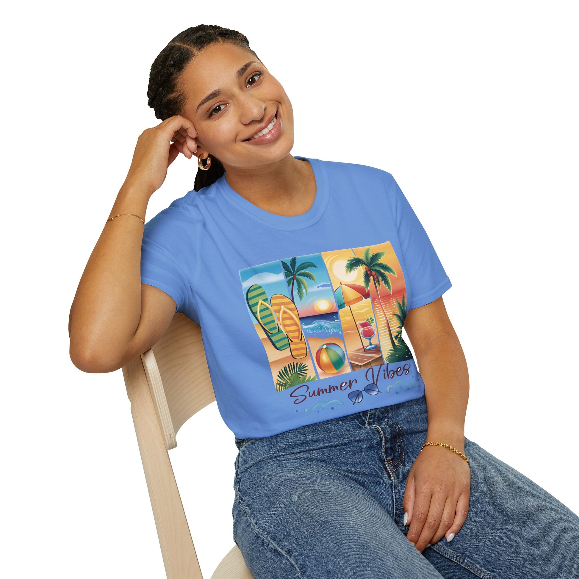 Vibrant Summer Vibes T-Shirt, Beachwear, Sunshine Apparel, Vacation Tee, Casual Summer Outfit, Gift for Beach Lovers