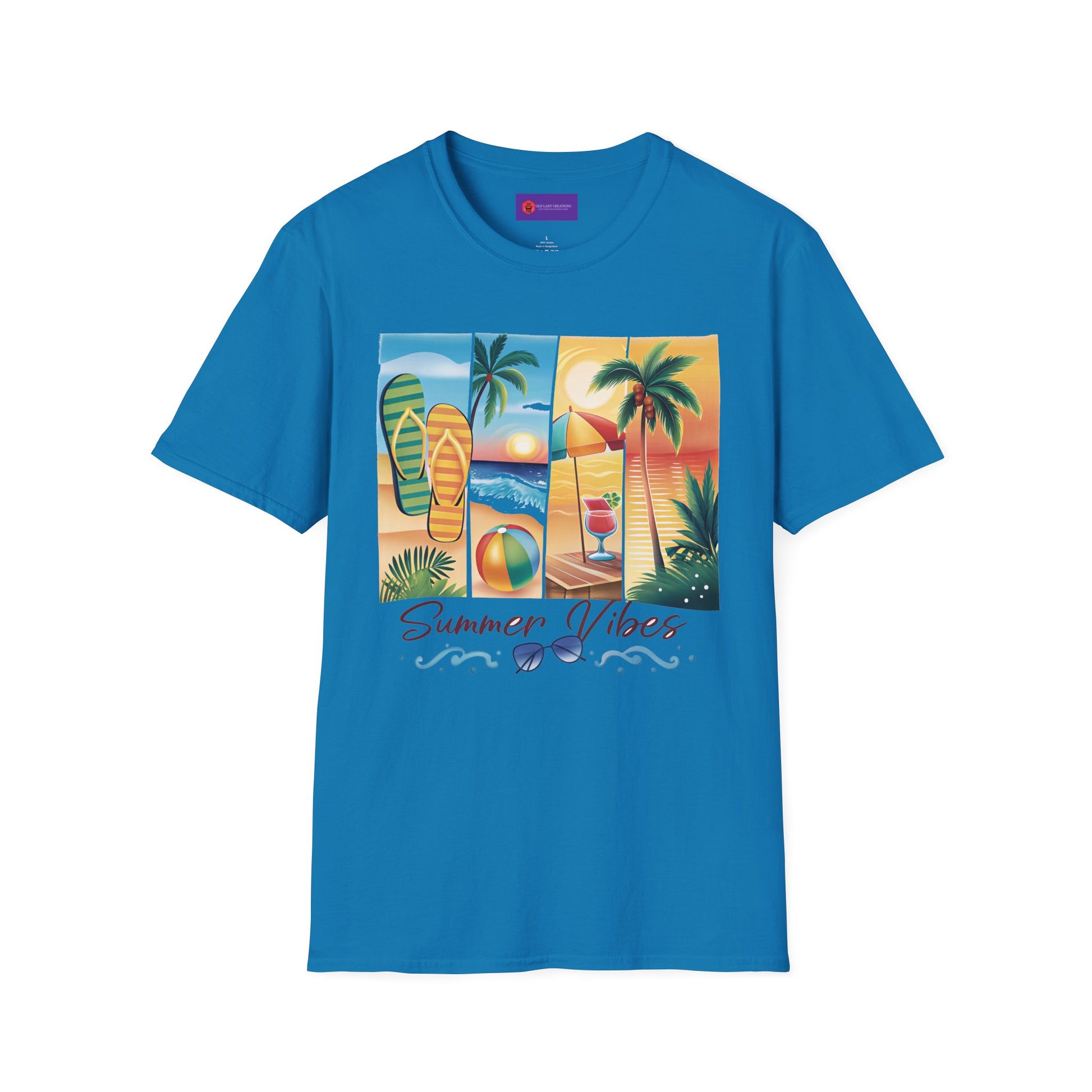 Vibrant Summer Vibes T-Shirt, Beachwear, Sunshine Apparel, Vacation Tee, Casual Summer Outfit, Gift for Beach Lovers