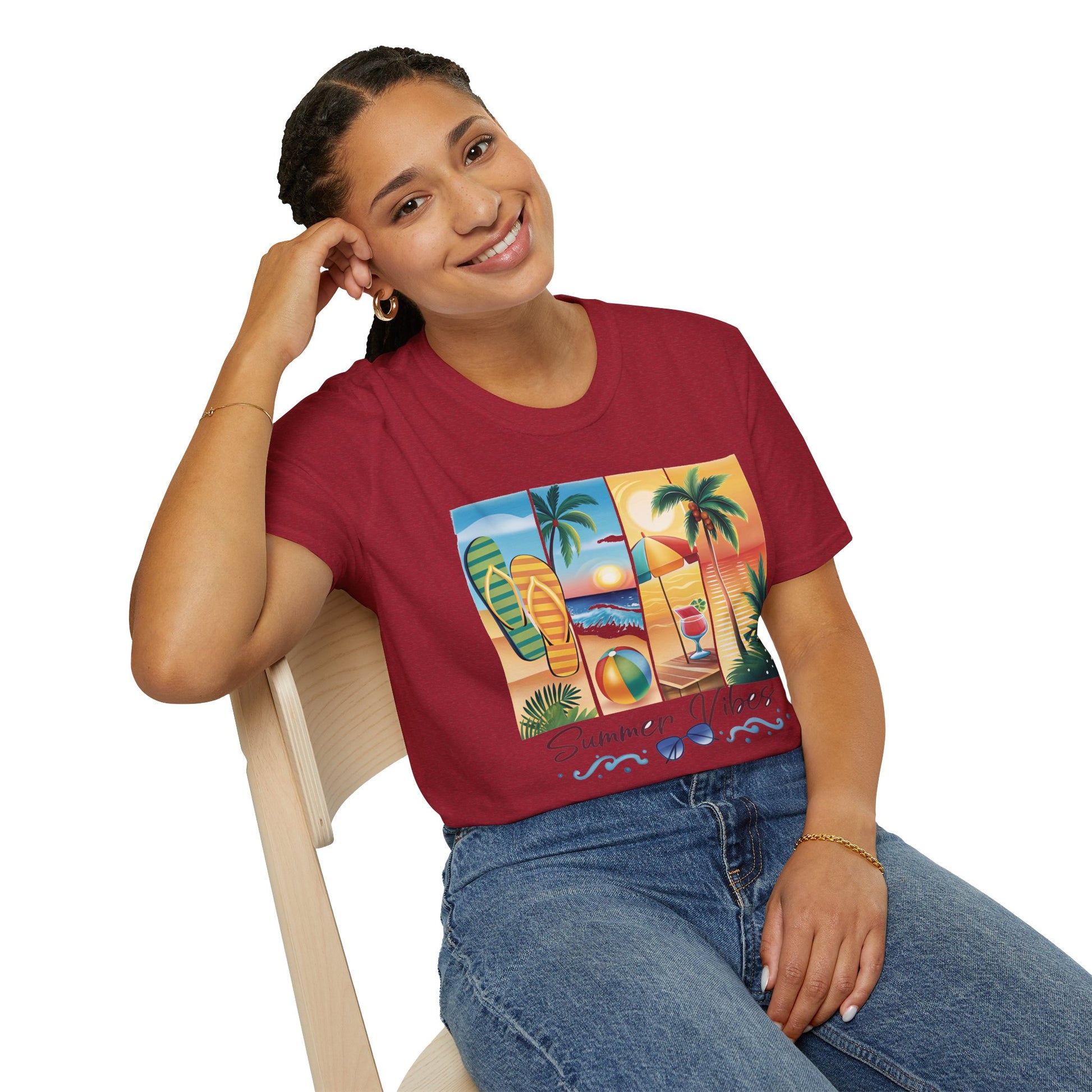 Vibrant Summer Vibes T-Shirt, Beachwear, Sunshine Apparel, Vacation Tee, Casual Summer Outfit, Gift for Beach Lovers
