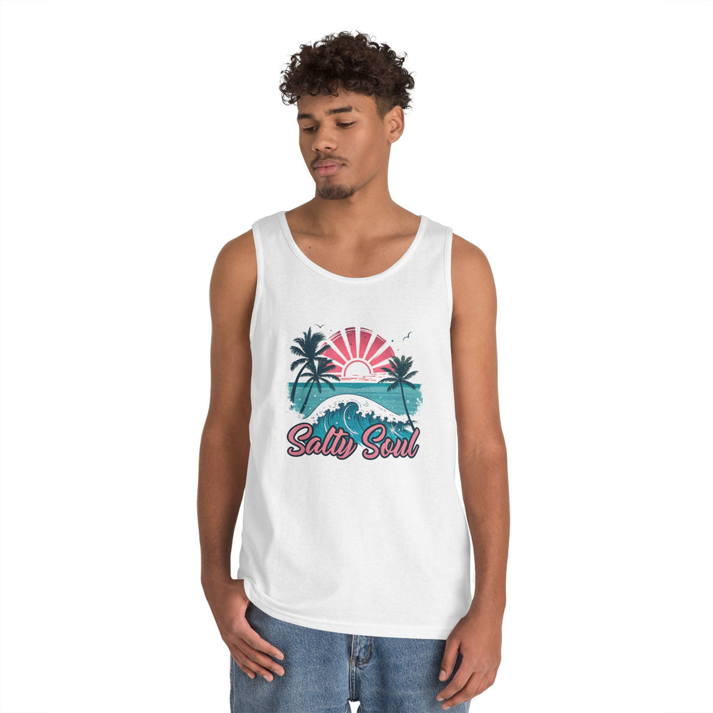 Salty Soul Unisex Heavy Cotton Tank Top | Beach Vibes Apparel, Summer Wear, Vacation Shirt, Gift for Ocean Lovers, Nautical Theme