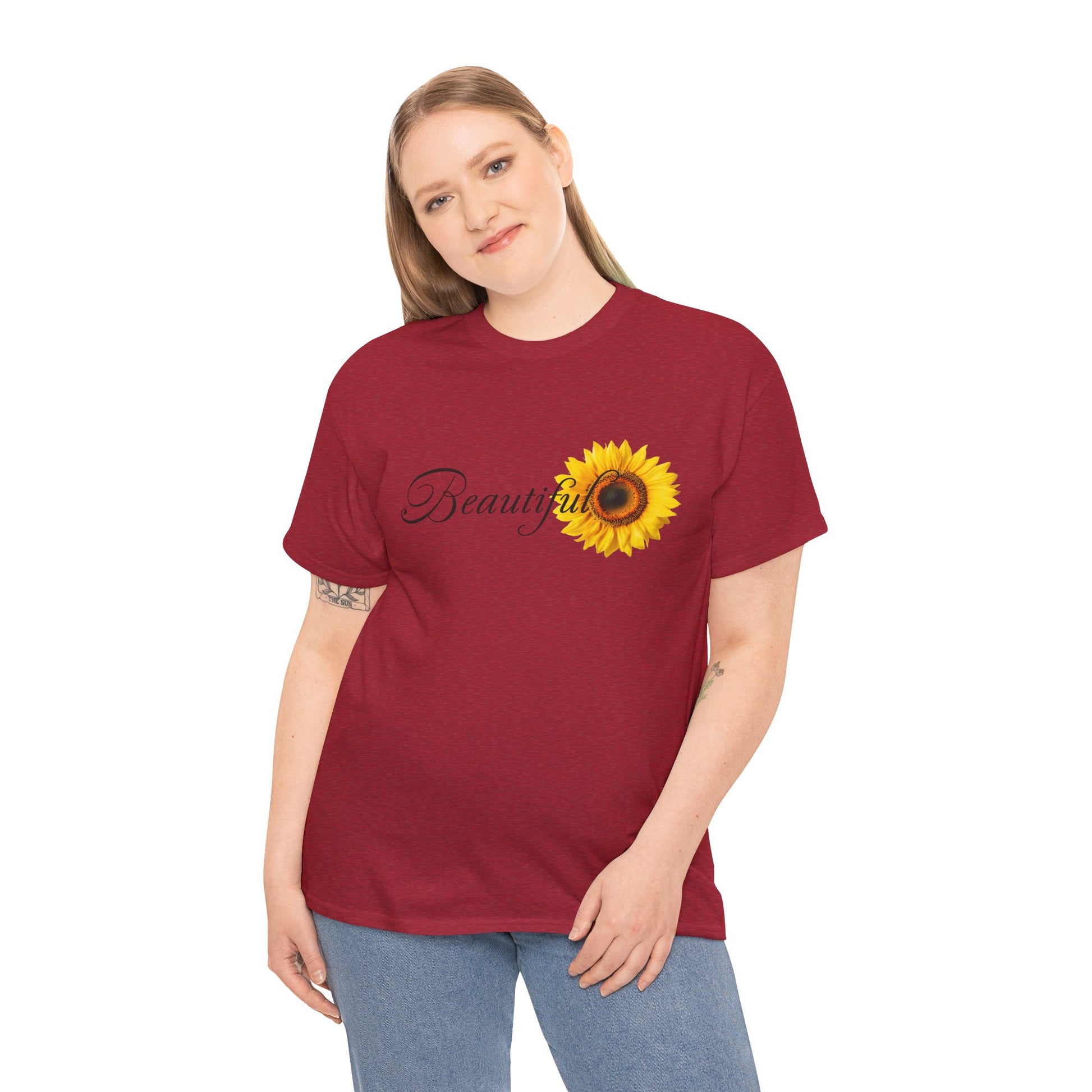 Beautiful Sunflower Unisex Cotton Tee, Nature-Inspired Gift, Casual Outfit, Summer Style, Birthday Gift, Eco-Friendly T-Shirt