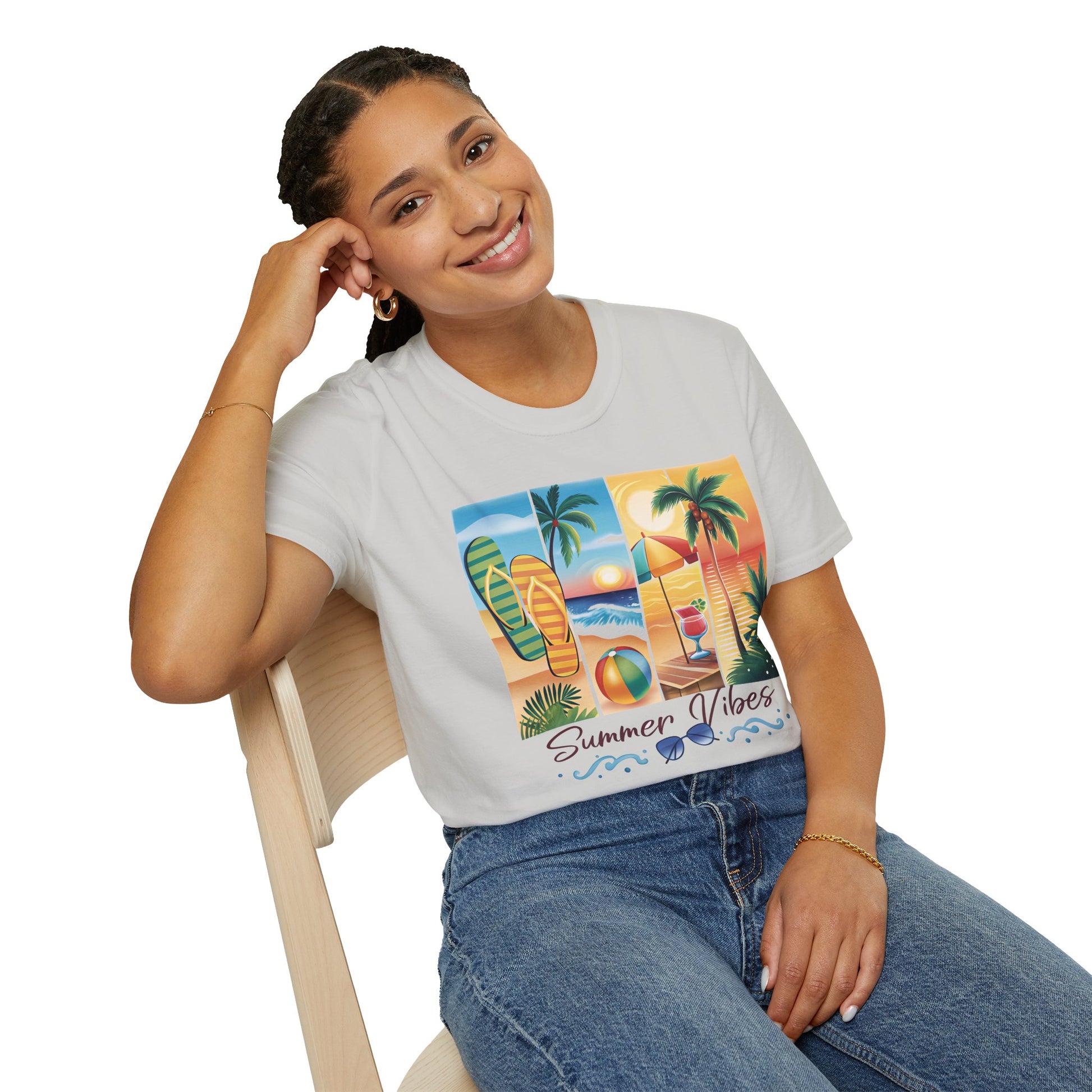 Vibrant Summer Vibes T-Shirt, Beachwear, Sunshine Apparel, Vacation Tee, Casual Summer Outfit, Gift for Beach Lovers