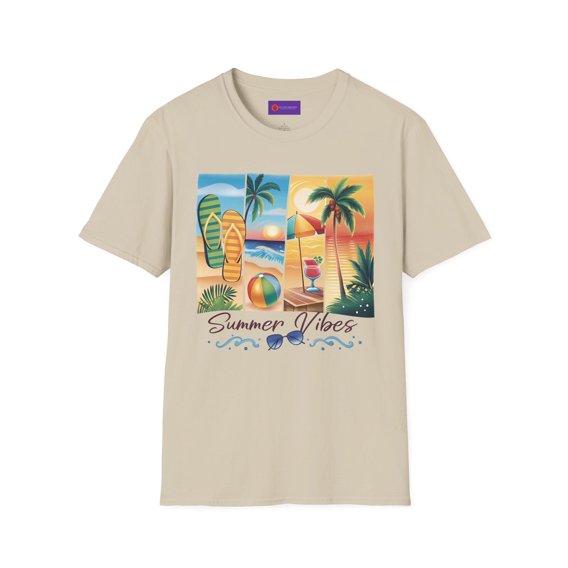 Vibrant Summer Vibes T-Shirt, Beachwear, Sunshine Apparel, Vacation Tee, Casual Summer Outfit, Gift for Beach Lovers