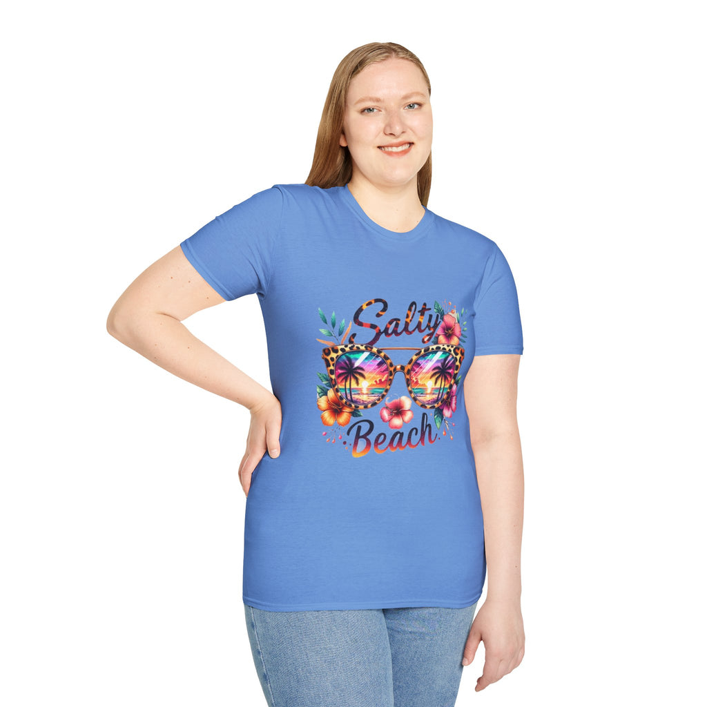 Unisex Softstyle T-Shirt with 'Salty Beach' Design - Summer Vibes, Beachwear, Vacation Shirt, Tropical Gift, Casual Tee