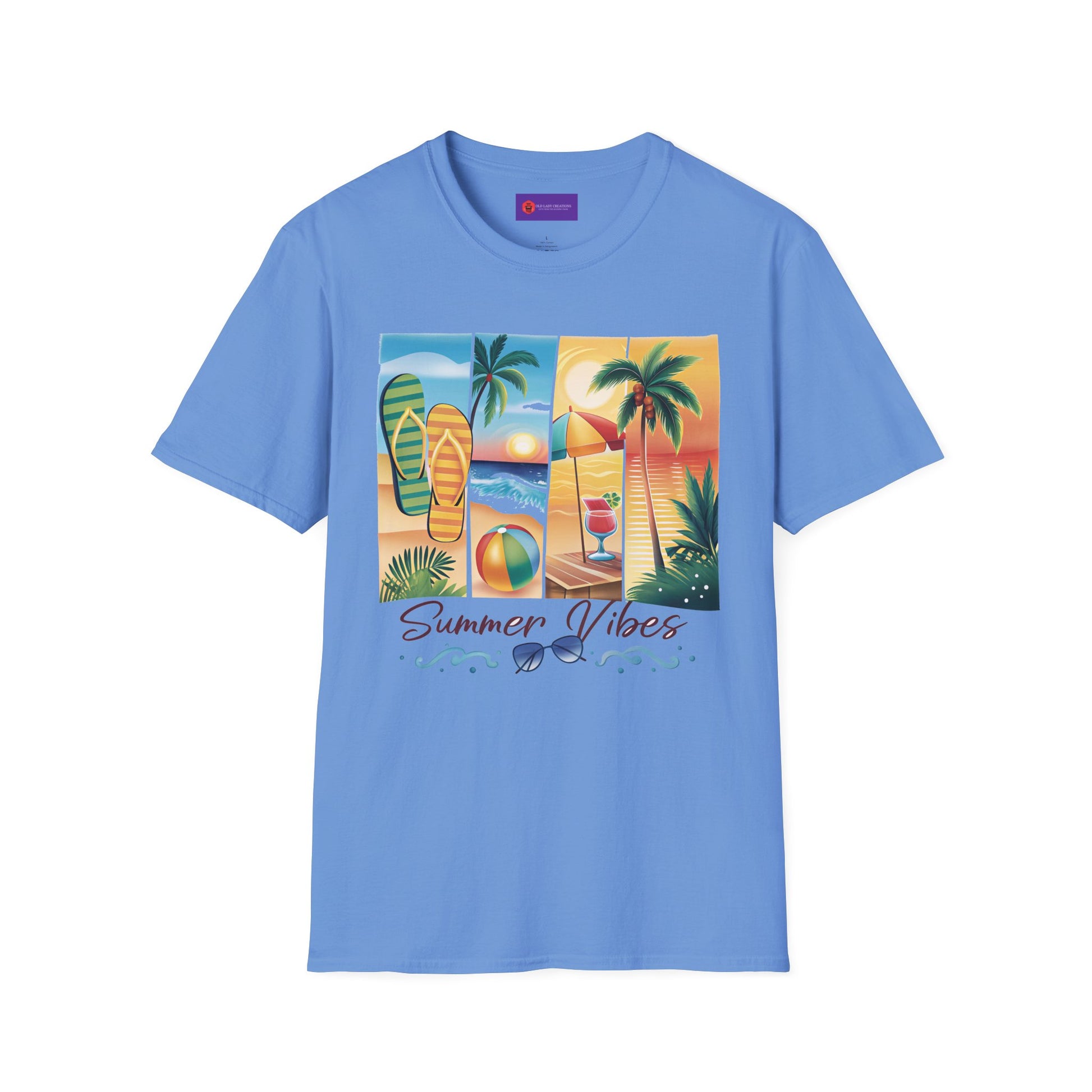 Vibrant Summer Vibes T-Shirt, Beachwear, Sunshine Apparel, Vacation Tee, Casual Summer Outfit, Gift for Beach Lovers