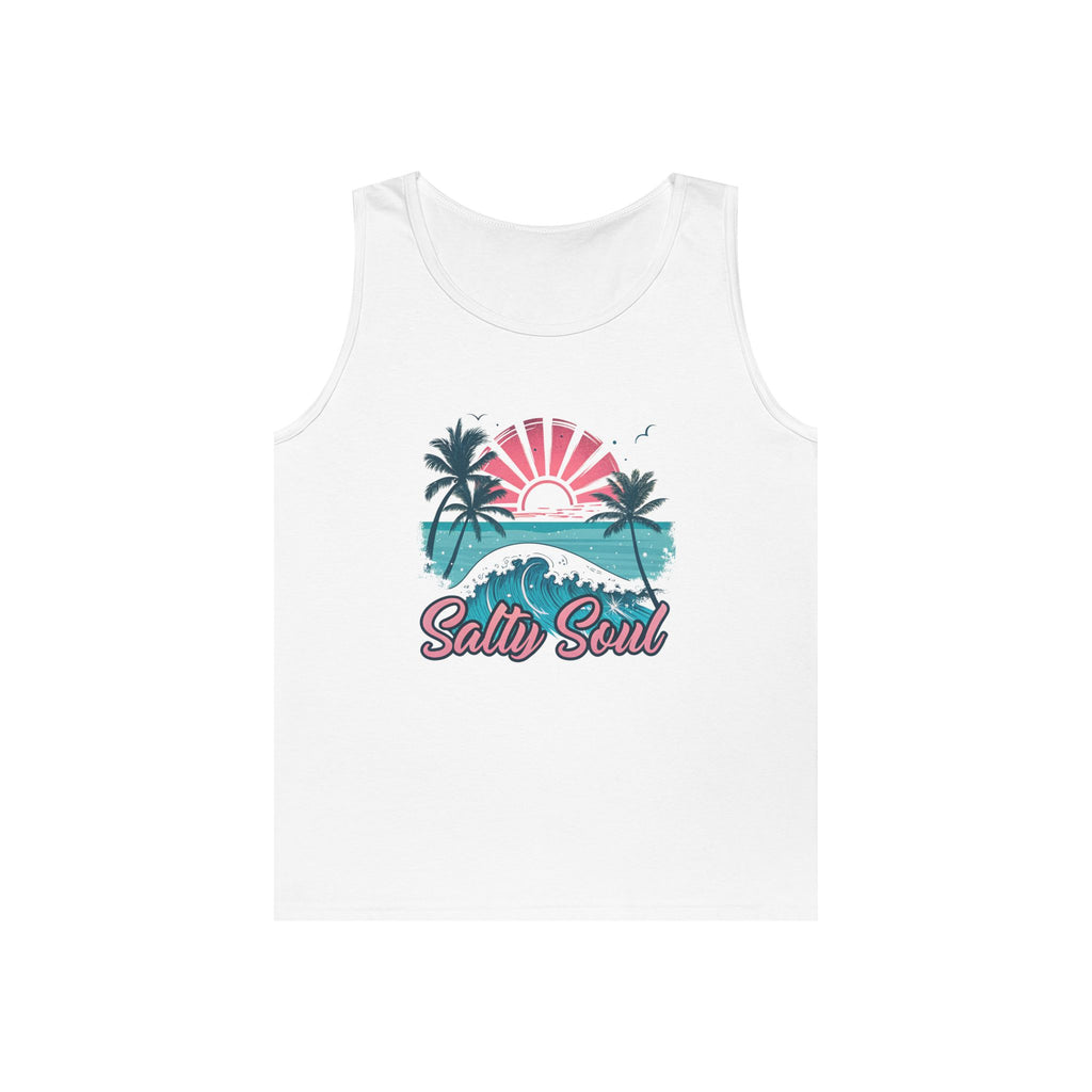 Salty Soul Unisex Heavy Cotton Tank Top | Beach Vibes Apparel, Summer Wear, Vacation Shirt, Gift for Ocean Lovers, Nautical Theme
