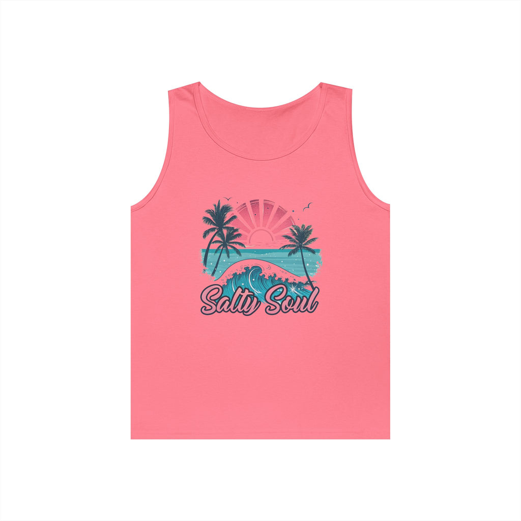 Salty Soul Unisex Heavy Cotton Tank Top | Beach Vibes Apparel, Summer Wear, Vacation Shirt, Gift for Ocean Lovers, Nautical Theme