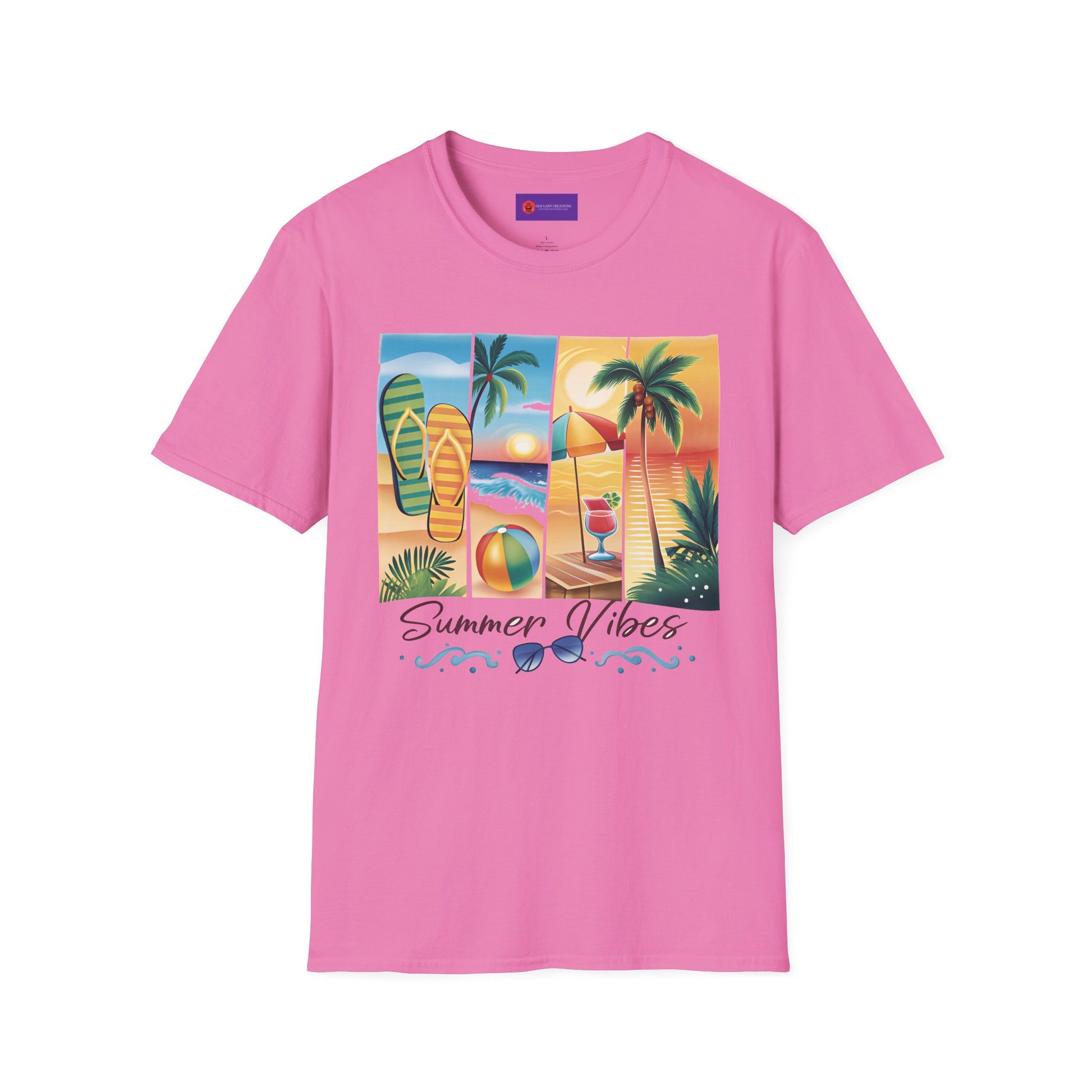 Vibrant Summer Vibes T-Shirt, Beachwear, Sunshine Apparel, Vacation Tee, Casual Summer Outfit, Gift for Beach Lovers