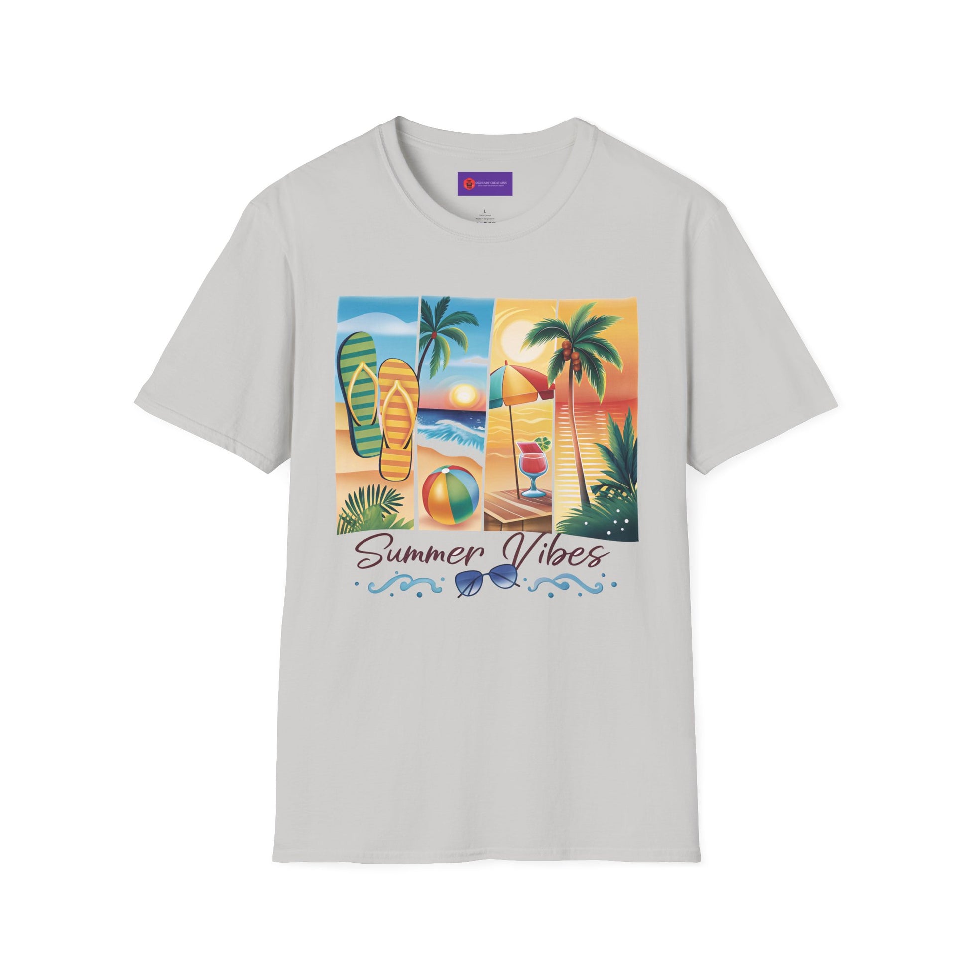 Vibrant Summer Vibes T-Shirt, Beachwear, Sunshine Apparel, Vacation Tee, Casual Summer Outfit, Gift for Beach Lovers