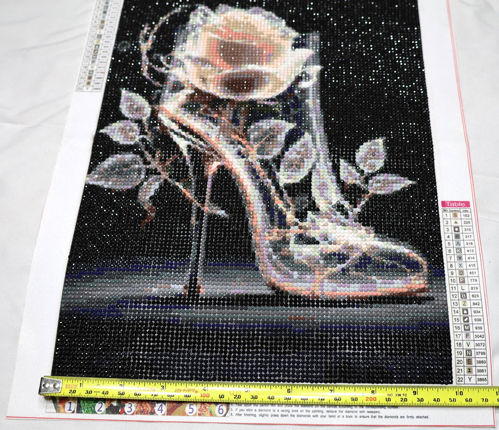 Glass Slipper & Rose Completed Diamond Painting | 30x40cm