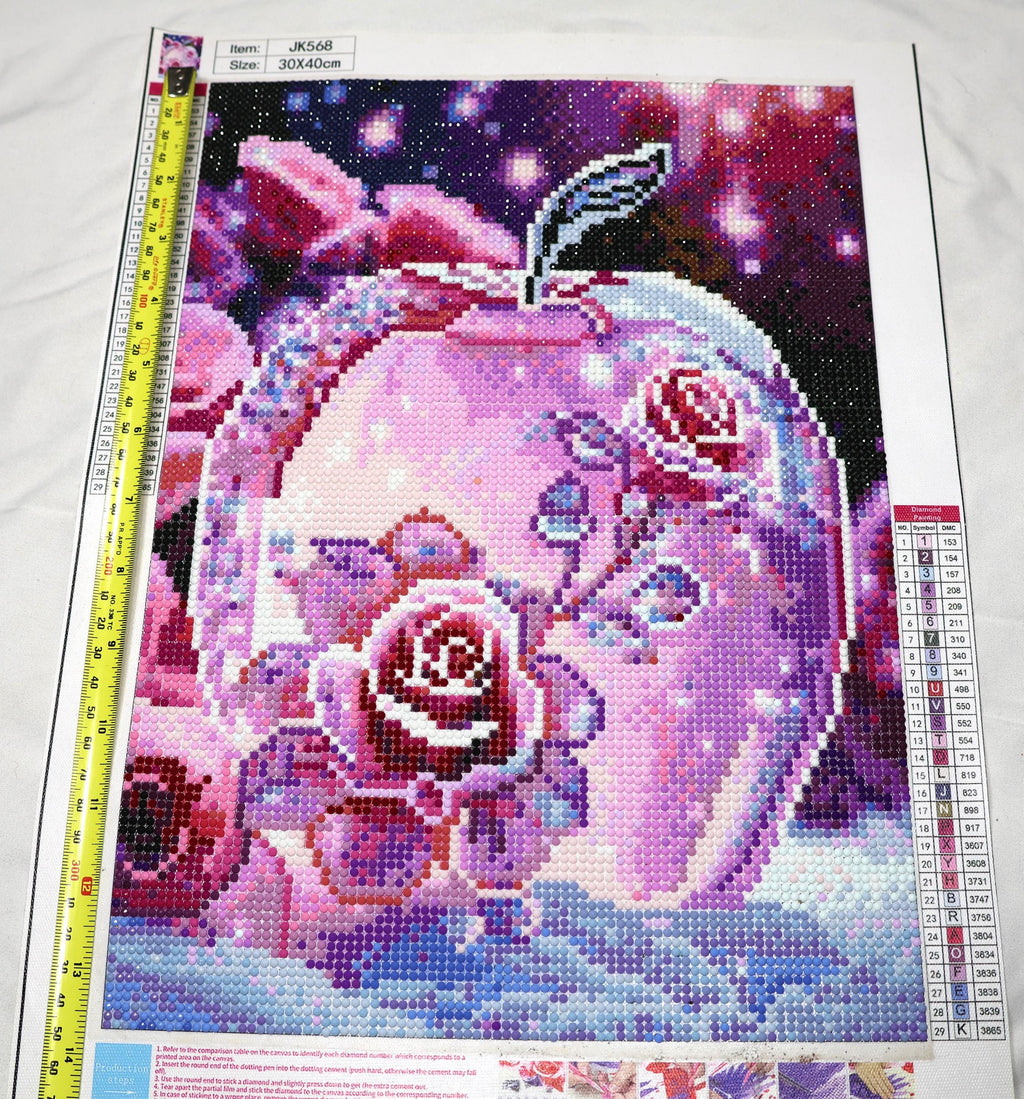 Pink Apple & Rose Completed Diamond Painting | 30x40cm