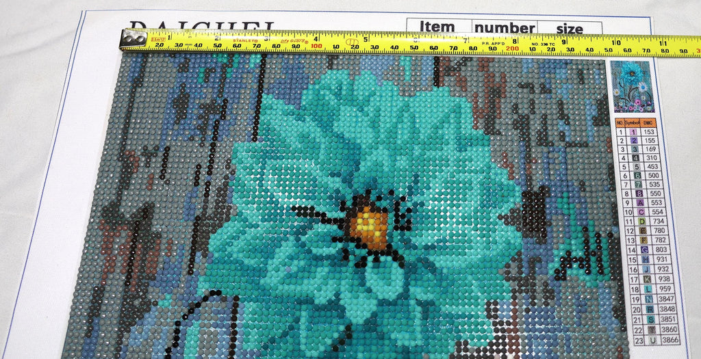 Turquoise & Wildflowers Completed Diamond Painting | 30x40cm