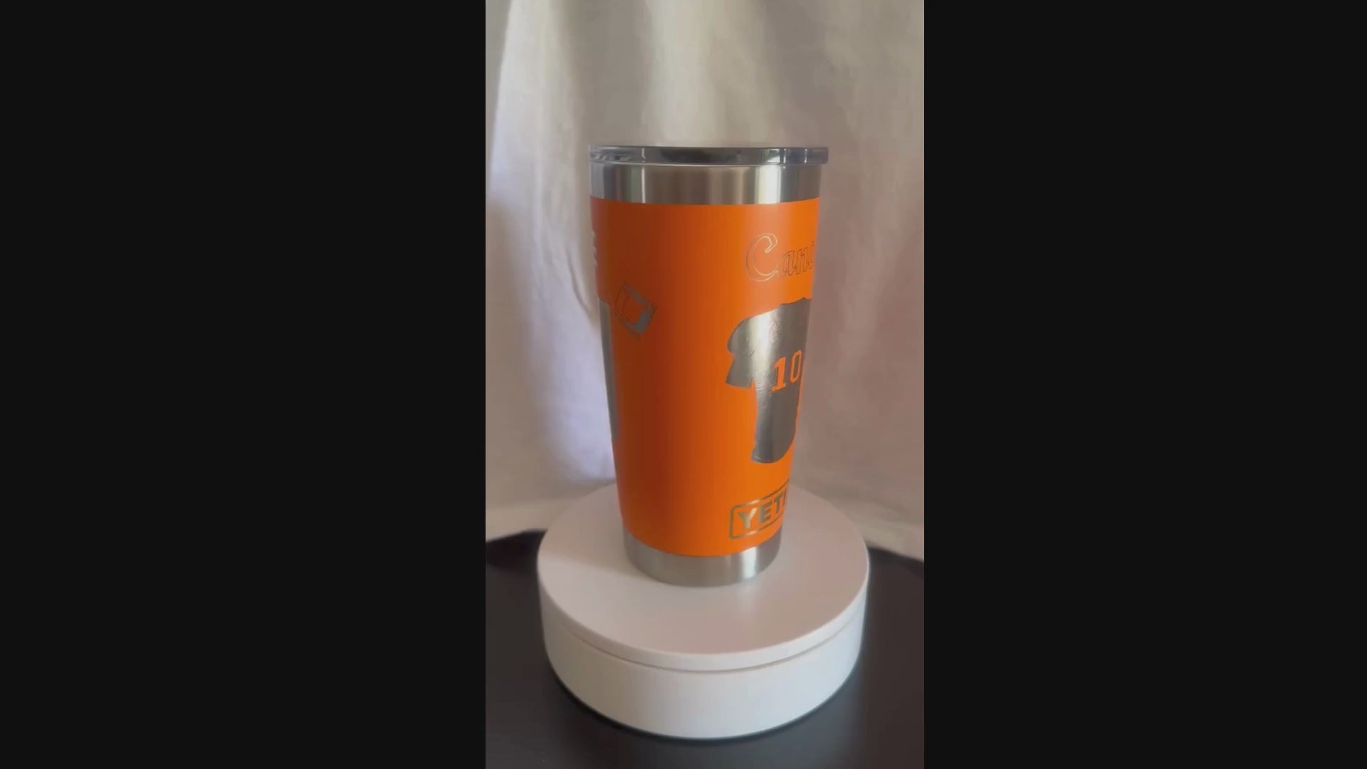 Custom Engraved Miami Hurricanes #10 Jersey YETI Tumbler – 20oz King Crab Orange